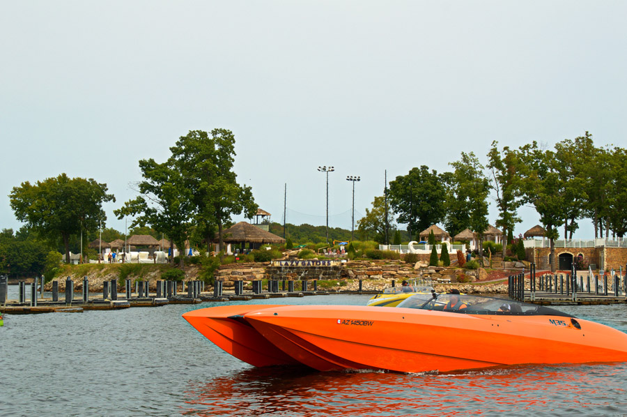 Orange speed boat